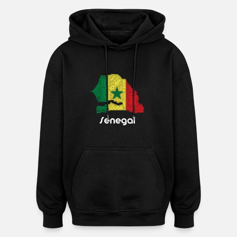 Sénégal - Sweat à capuche oversize unisexe - noir