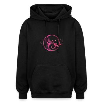 Elefant niedlich rosa - Oversized Unisex Hoodie - Schwarz - Vorne - Noah (186cm)