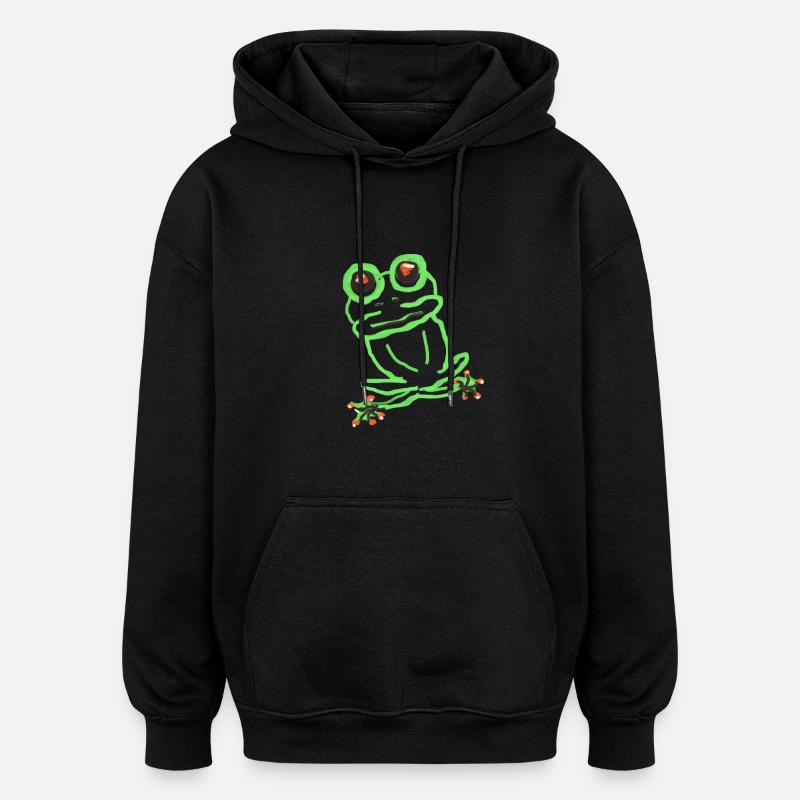 Frosch - Oversized Unisex Hoodie - Schwarz