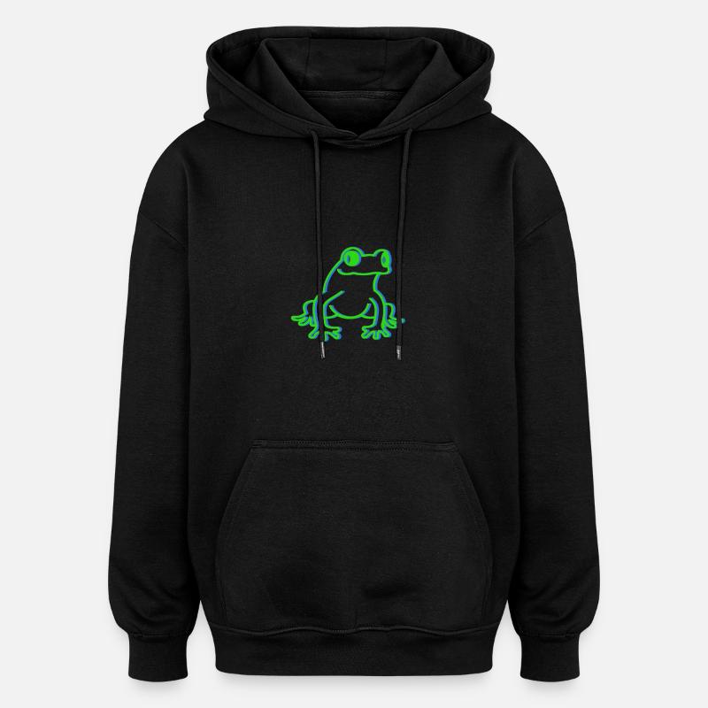 Frog frog green blue - Oversized Unisex Hoodie - black