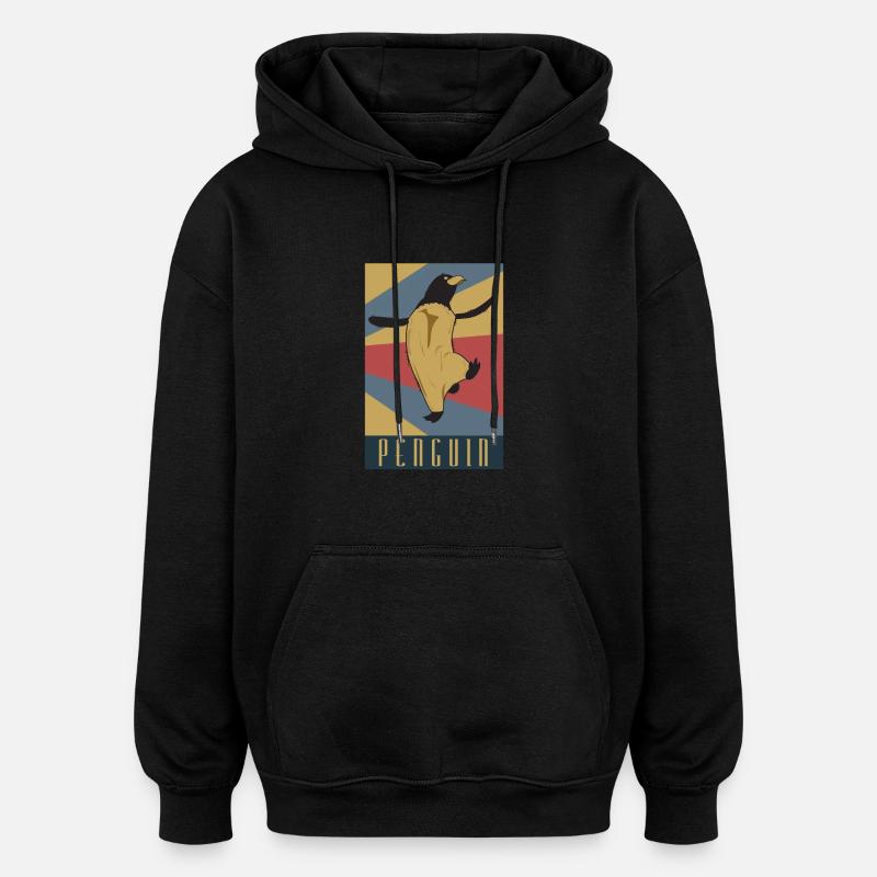Pinguin - Oversized Unisex Hoodie - Schwarz