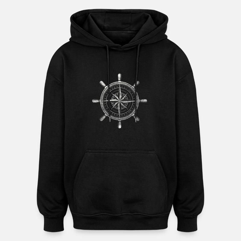 Kompass Grunge - Oversized Unisex Hoodie - Schwarz