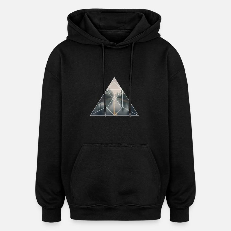 Graphique Nature moderne - Sweat à capuche oversize unisexe - noir