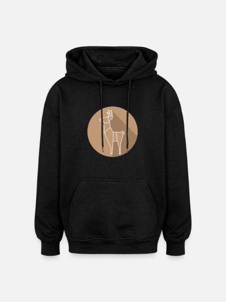 cerf - Sweat à capuche oversize unisexe - noir