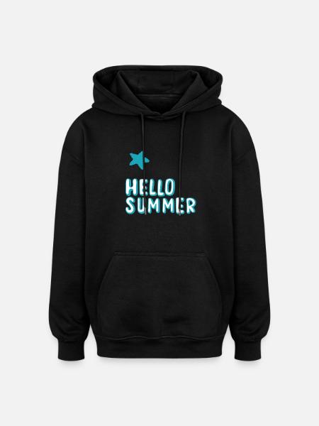 Hello Summer - Oversized Unisex Hoodie - Schwarz