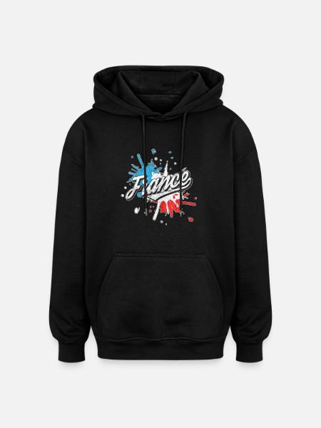 France - Sweat à capuche oversize unisexe - noir