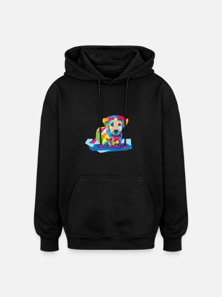 Bunter Hund - Oversized Unisex Hoodie - Schwarz