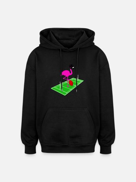 Rugby Flamingo - Oversized Unisex Hoodie - black