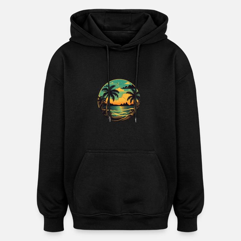 Strand - Oversized Unisex Hoodie - Schwarz