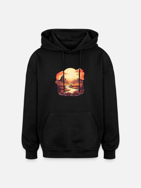 Landscape - Oversized Unisex Hoodie - black