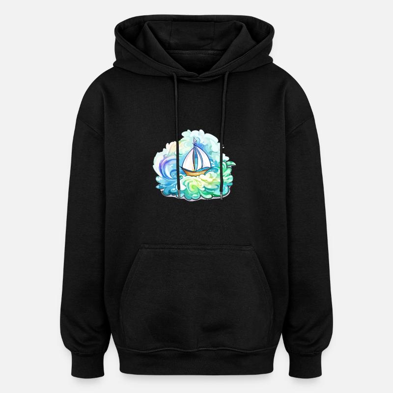 Segelboot - Illustration - Oversized Unisex Hoodie - Schwarz