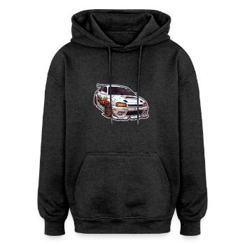 Voiture - Illustration - Sweat à capuche oversize unisexe - charbon - Devant - Noah (186cm)
