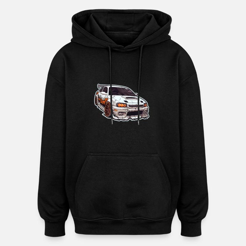 Voiture - Illustration - Sweat à capuche oversize unisexe - noir