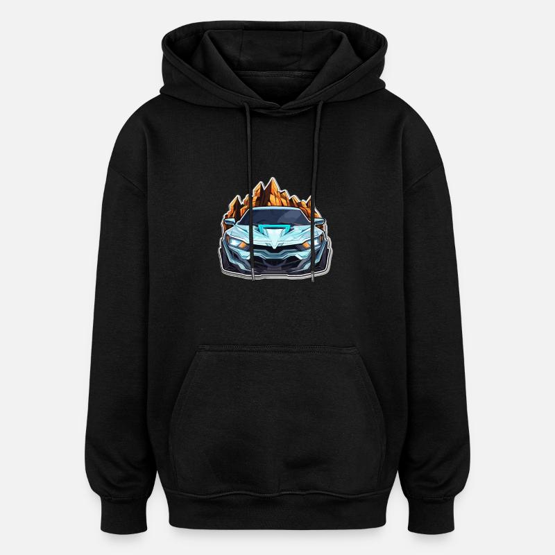 Voiture - Illustration - Sweat à capuche oversize unisexe - noir