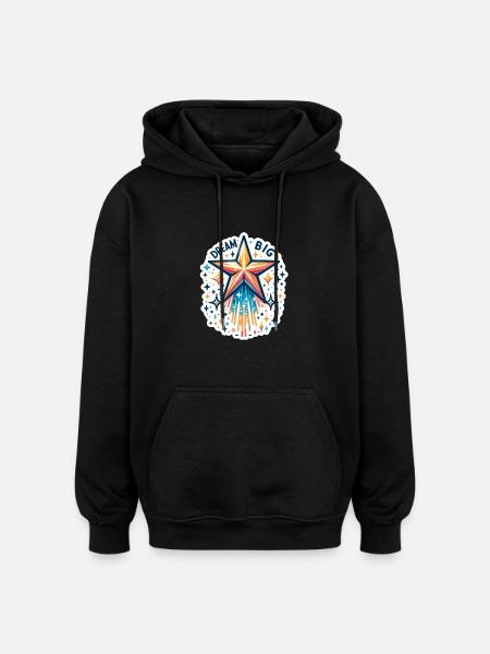 Dream Big - Shooting Star Illustration - Oversized Unisex Hoodie - black