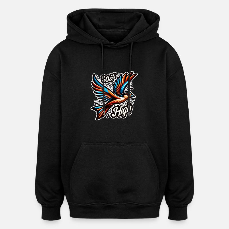Soar High - Vogel Illustration - Oversized Unisex Hoodie - Schwarz
