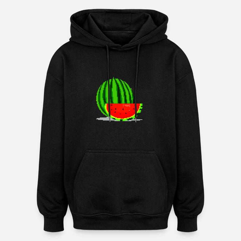 Pixel Art Melon - Oversized Unisex Hoodie - black