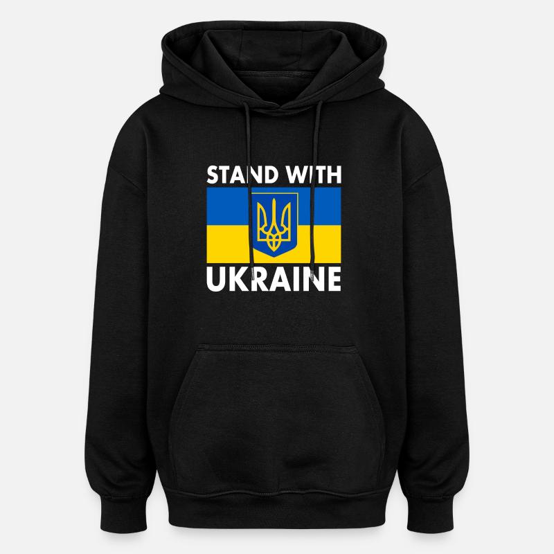 Stand with ukraine - Sweat à capuche oversize unisexe - noir