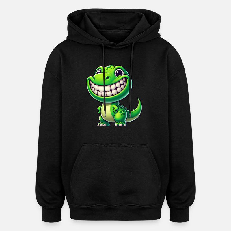 Dinosaure mignon T-Rex Cartoon Friendly - Sweat à capuche oversize unisexe - noir