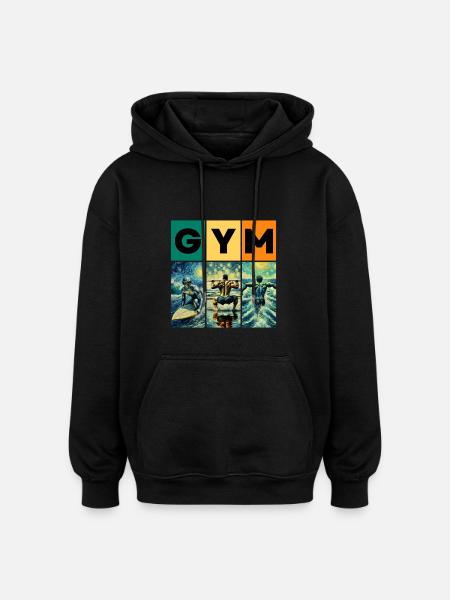GYM - Oversized Unisex Hoodie - black