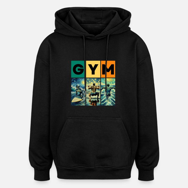 GYMNASE - Sweat à capuche oversize unisexe - noir