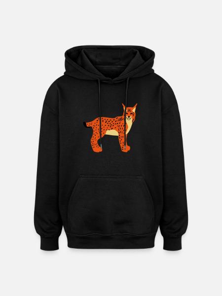 Lynx head front vector - Oversized Unisex Hoodie - black