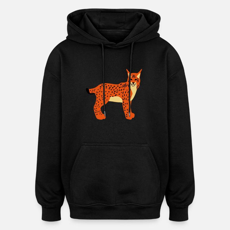 Vecteur avant tête de Lynx - Sweat à capuche oversize unisexe - noir