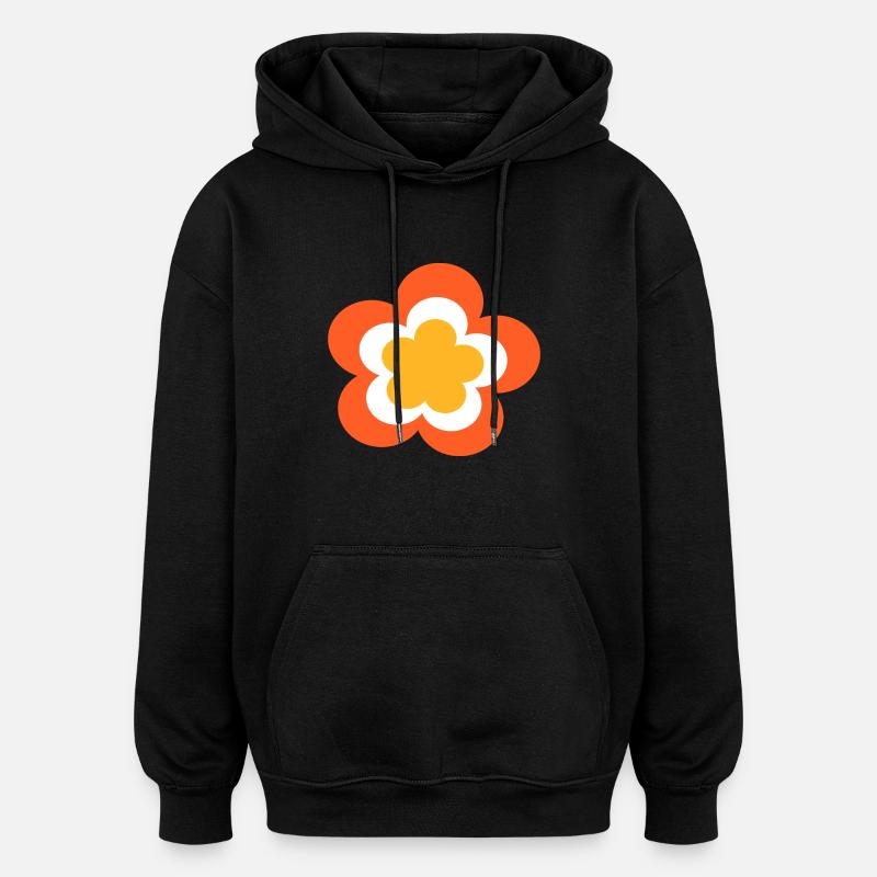 70s Flower Pattern - Oversized Unisex Hoodie - black