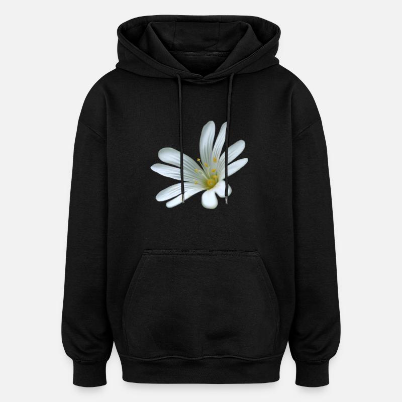 Starweed à fleurs blanches - Sweat à capuche oversize unisexe - noir
