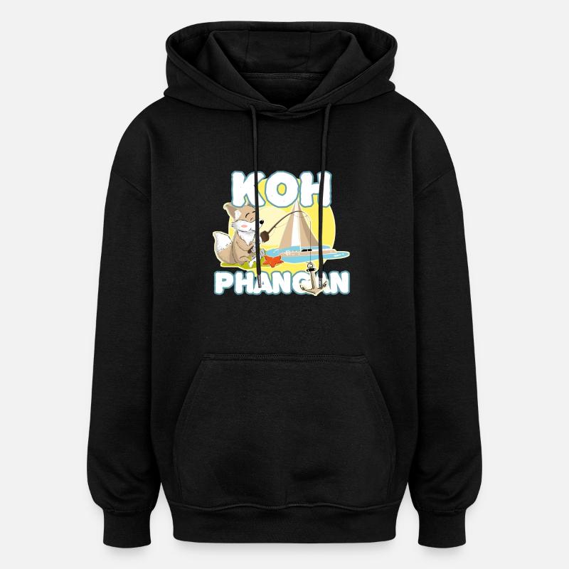 Voile Pêche k8h phangan - Sweat à capuche oversize unisexe - noir