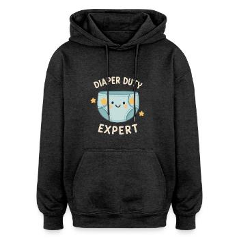 Diaper change pro - Oversized Unisex Hoodie - charcoal grey - Front - Noah (186cm)