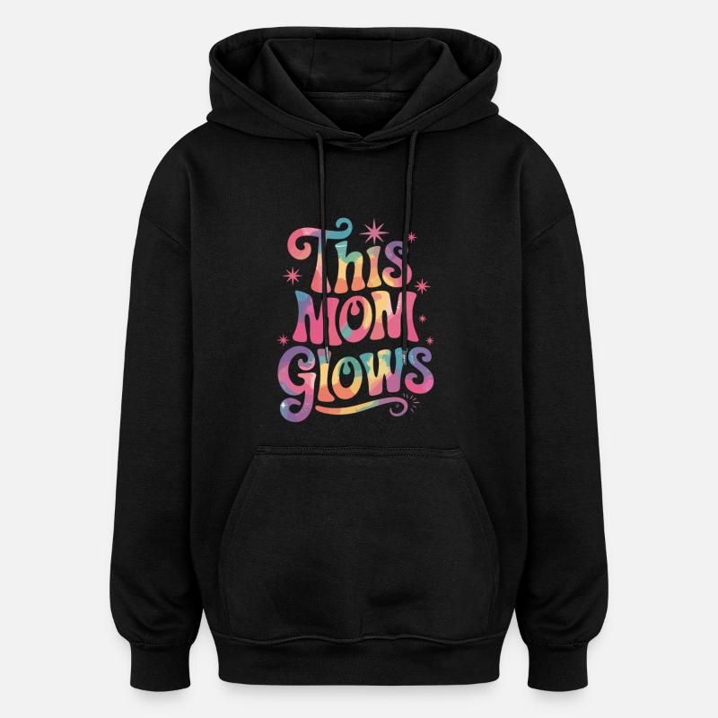 Maman fière avec effet lumineux - Sweat à capuche oversize unisexe - noir