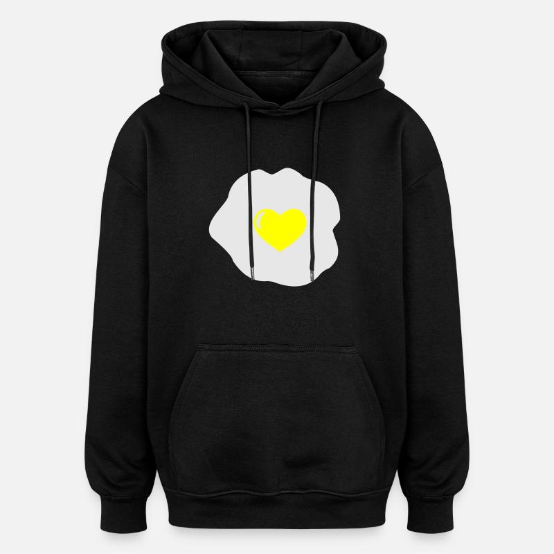 Spiegelei Herz - Oversized Unisex Hoodie - Schwarz