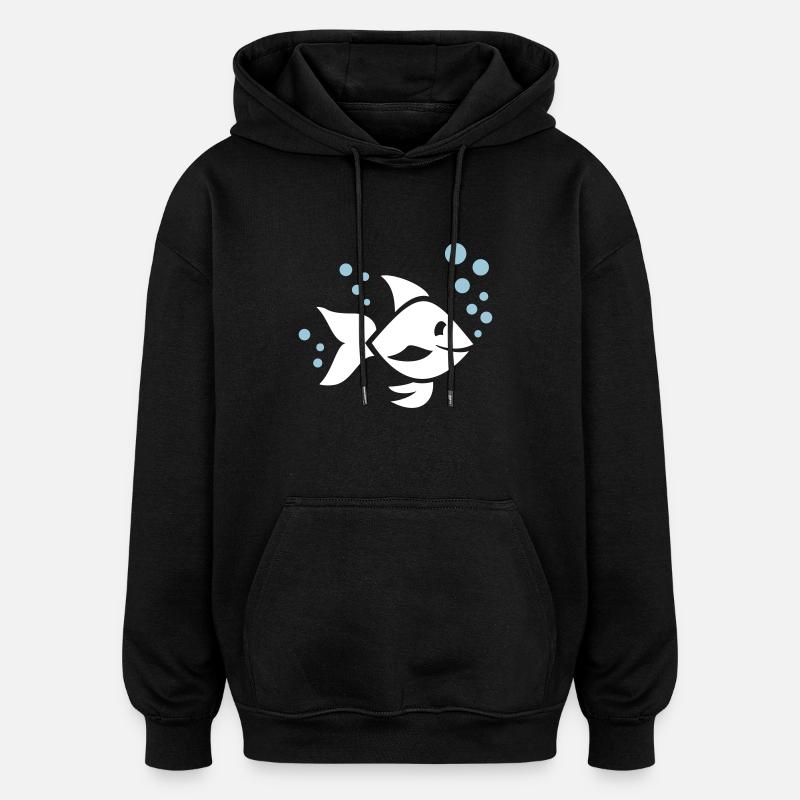 Fisch - Oversized Unisex Hoodie - Schwarz