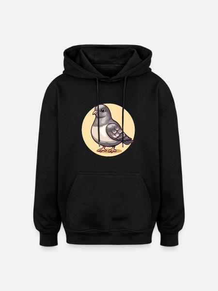 Gentle dove in a circle - Oversized Unisex Hoodie - black