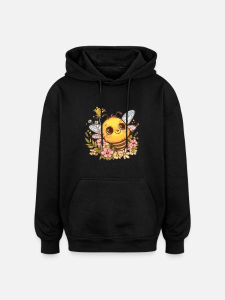 Honigbiene mit Blumenkranz - Oversized Unisex Hoodie - Schwarz