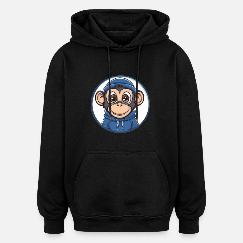 Singe cool avec capuche - Sweat à capuche oversize unisexe - noir