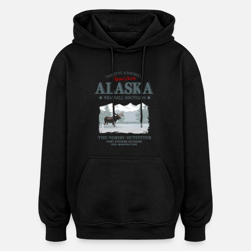 Alaska - Moose - Elch - Oversized Unisex Hoodie - Schwarz