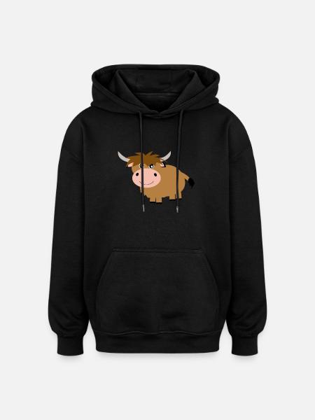 Scottish Highland cattle - Oversized Unisex Hoodie - black