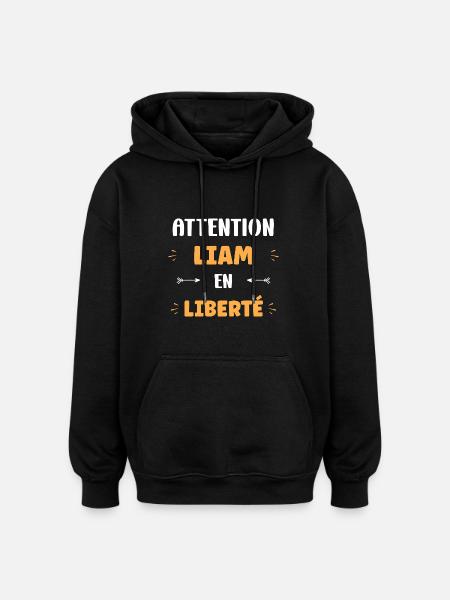 Liam - Sweat à capuche oversize unisexe - noir