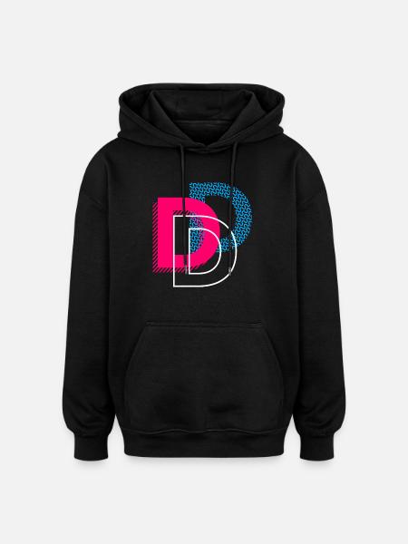 Initial letter D - Oversized Unisex Hoodie - black