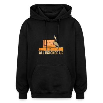 Tout en maçon - Maurer Design - Sweat à capuche oversize unisexe - noir - Devant - Noah (186cm)