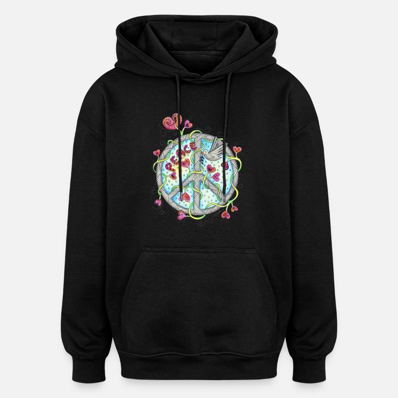 Peace - Oversized Unisex Hoodie - Schwarz