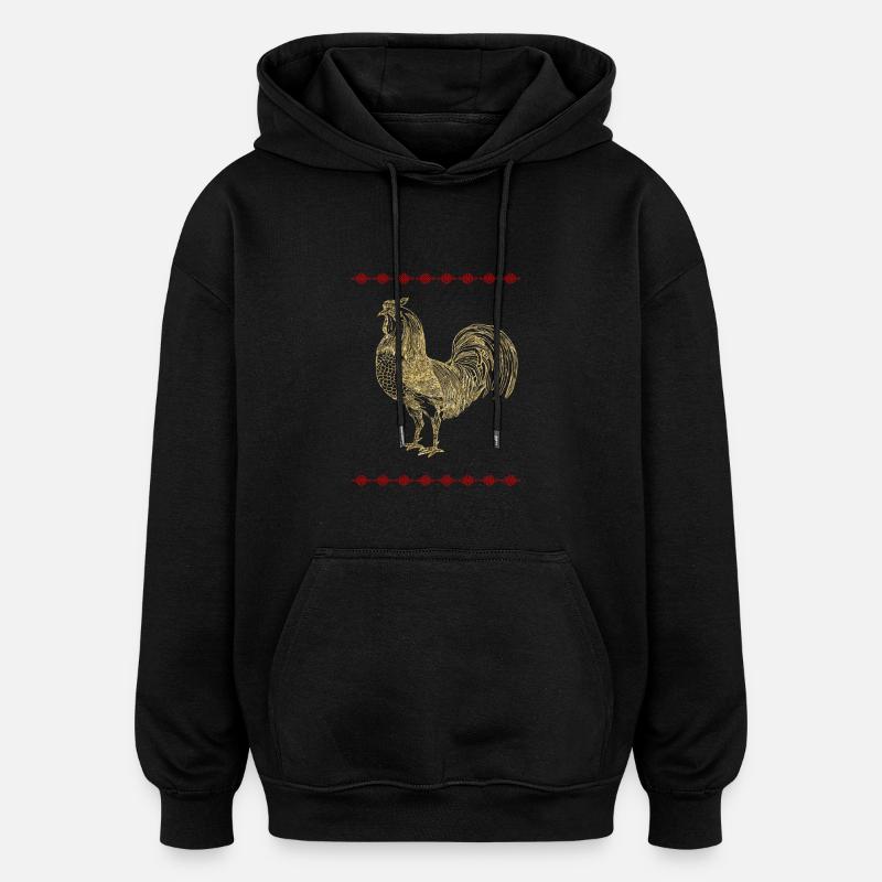 Coq d'or Henne Huhn - Sweat à capuche oversize unisexe - noir