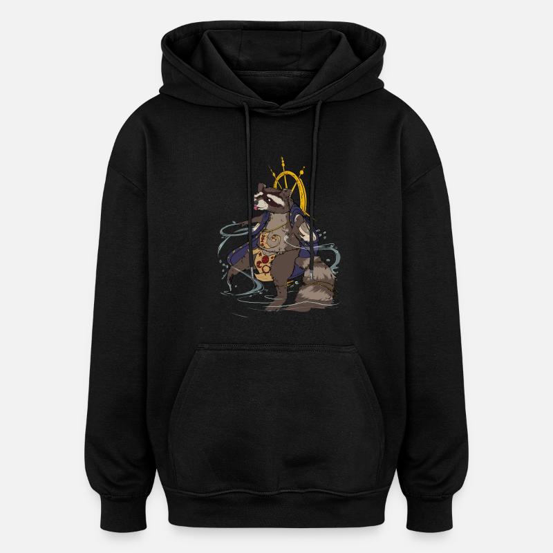 Waschbär Zauberer - Oversized Unisex Hoodie - Schwarz