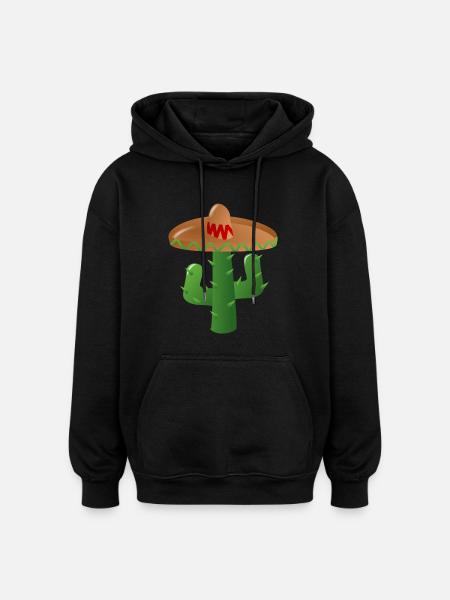 Cactus Mexican - Oversized Unisex Hoodie - black