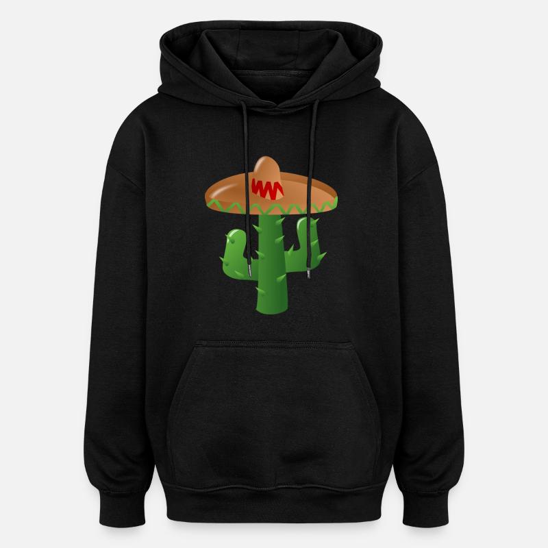 Cactus mexicain - Sweat à capuche oversize unisexe - noir