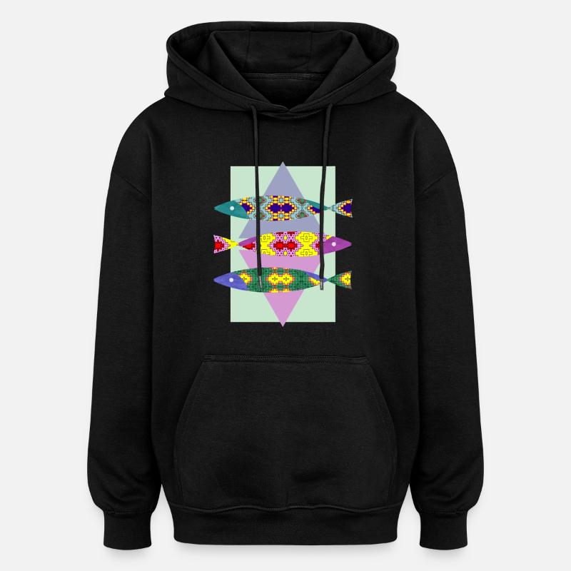 poisson - Sweat à capuche oversize unisexe - noir