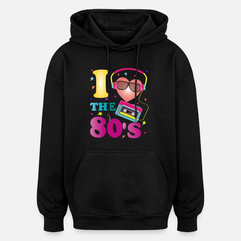 J'aime les années 80 - Sweat à capuche oversize unisexe - noir