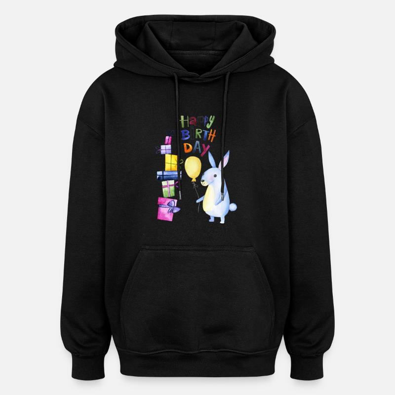 Joyeux anniversaire petit lapin - Sweat à capuche oversize unisexe - noir